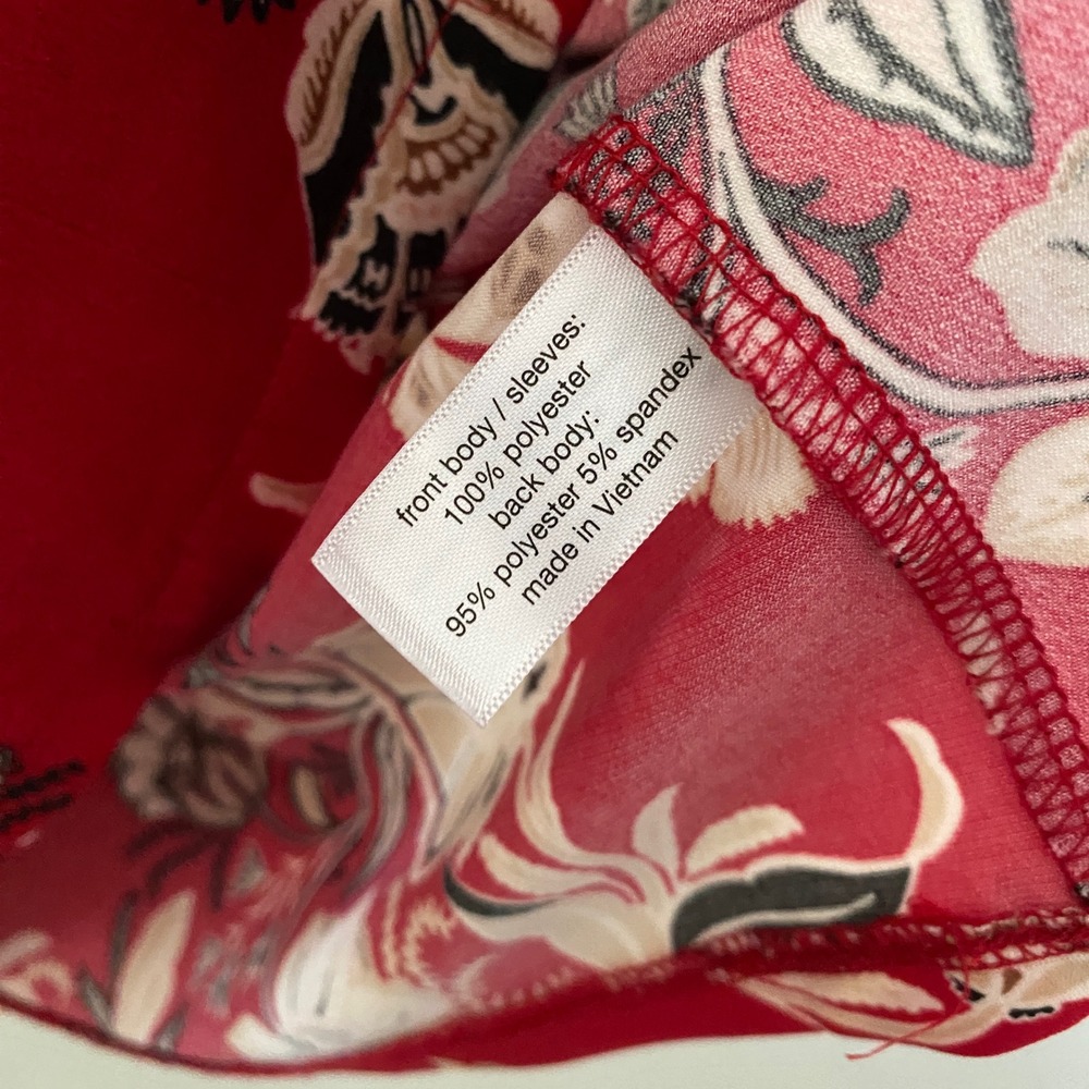 Lane Bryant Red Floral Blouse 26/28 County Cowgirl Cottagecore Boho Chic Flowy - Picture 4 of 8